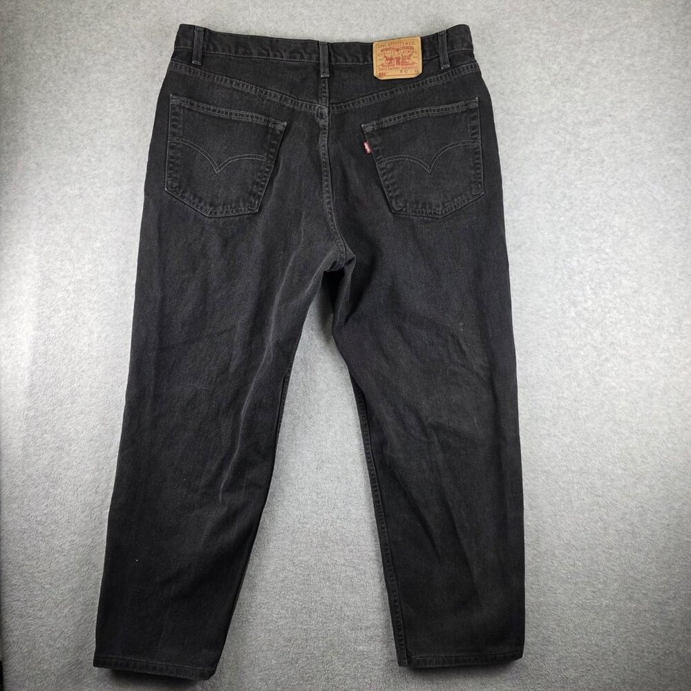 Levis 550 Jeans Mens Size 42x30 Black Tapered Denim Relaxed Fit Dark Wash Casual